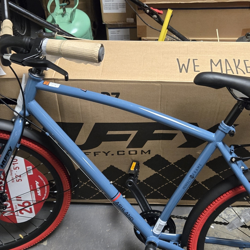 Blue and Red Bicycle with Rear Rack - Picture 3 of 6